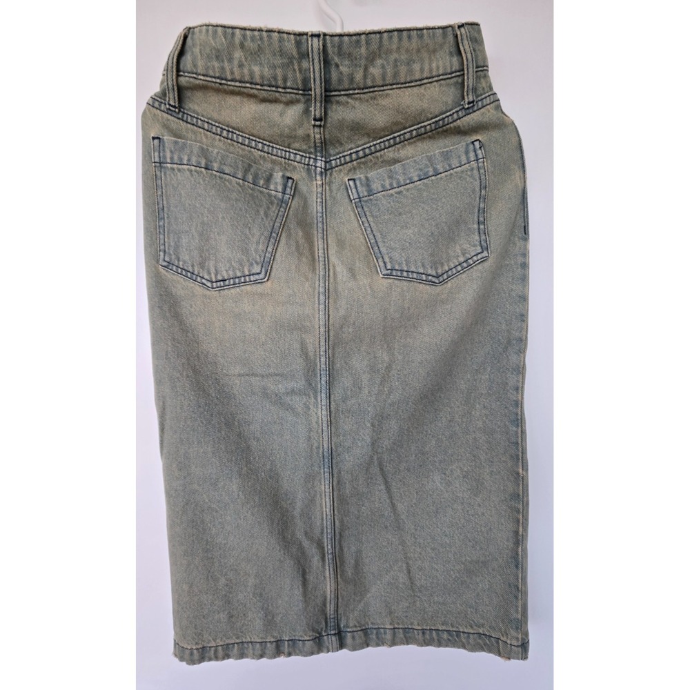 Plenty Jeans Midi Skirt Open Up Front W Sz 27 Y2K Grunge Preppy Bohemiem - Picture 4 of 14